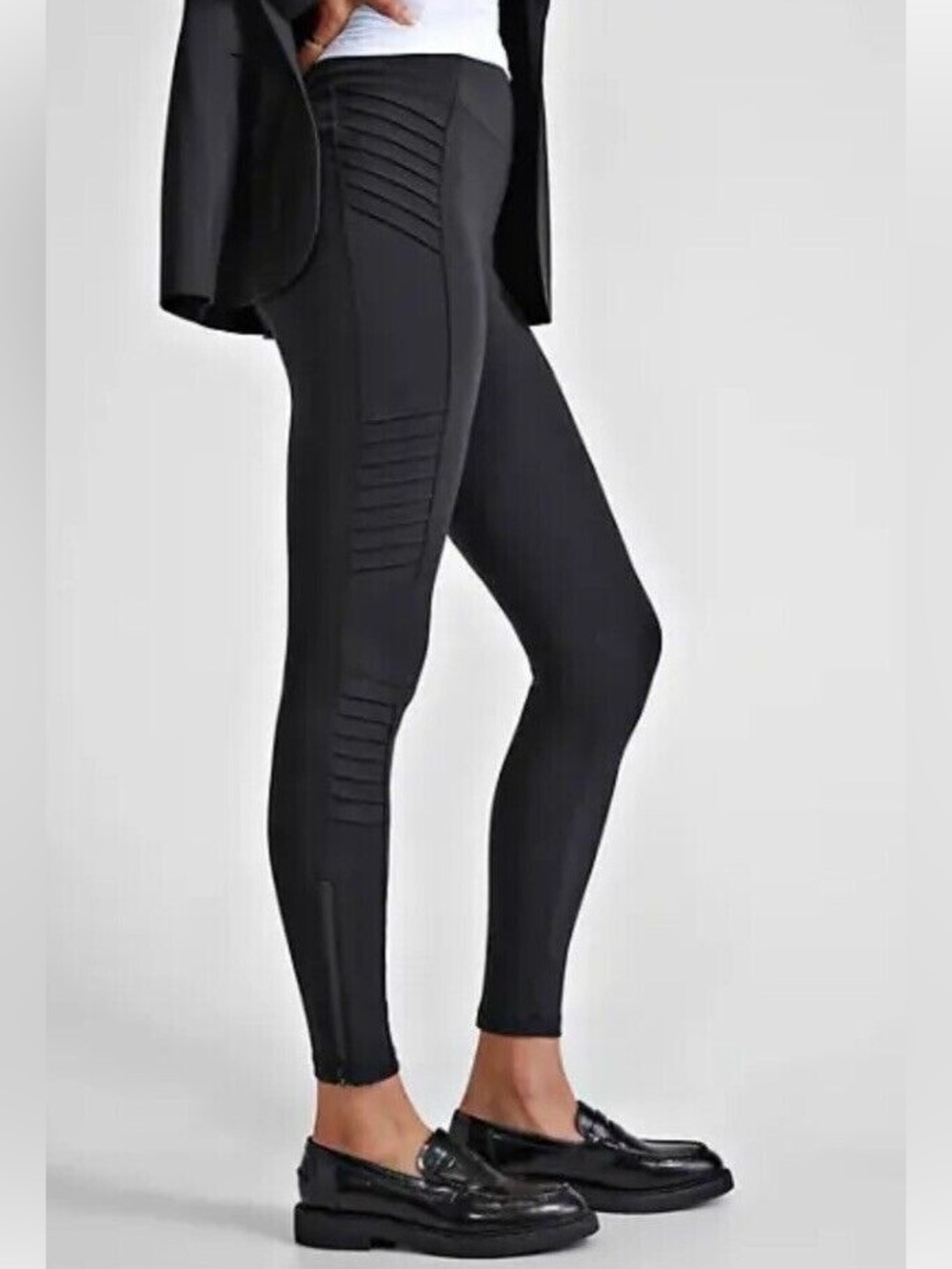 Athleta Black High Waist Delancey Moto Tight Size Small Tall